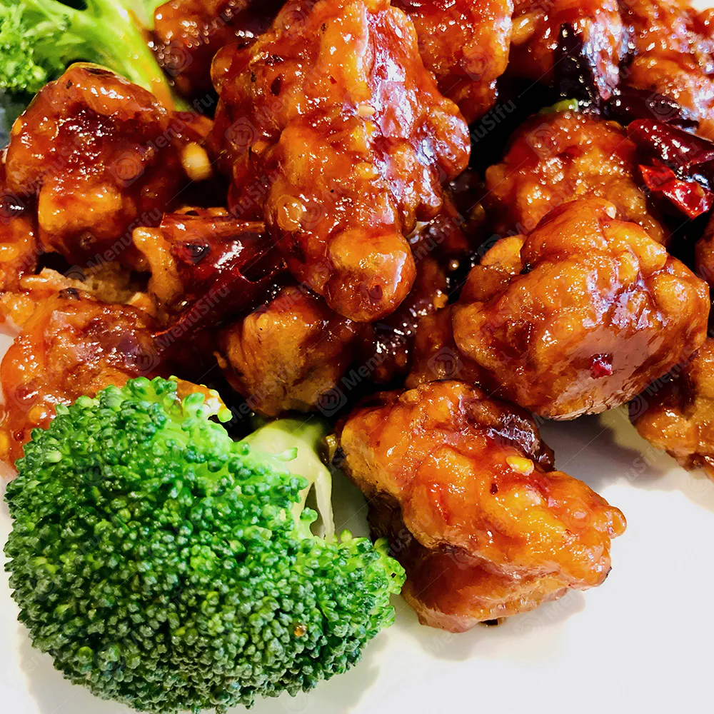 Spicy glazed general tso chicken with broccoli at Wok Wok, a Chinese Restaurant in Milford