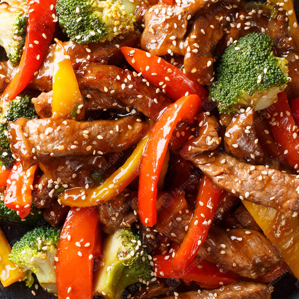 Sesame beef stir fry with bell peppers broccoli at Wok Wok, a Chinese Restaurant in Milford